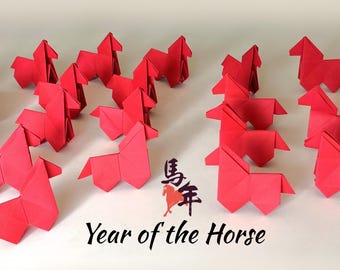 Origami Horses for Lunar New Year Decorating Horse Party Table Scatter Children's Party Decor Card Making or Party Favors Year of the Horse