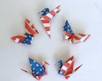 Amerikaanse vlag origami kraanvogels vlinders kolibries VS papier Independence Day VS decor patriottische cadeau 250ste verjaardag