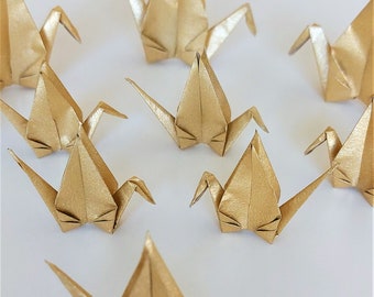 Golden Origami Cranes for Parties, Anniversaries, Invitations and More