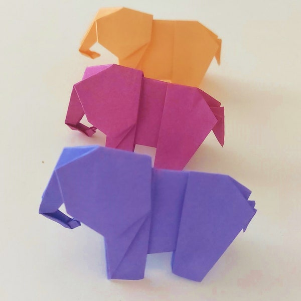 Origami Elephants, Elephants Symbol of Good Luck, Loyalty and Strength. Party Decor, Table decorations, Party Favors, Envelope Stuffers