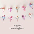 Origami Hummingbirds Paper Birds for Parties Table Scatter Card Making Party Favors Name Tags Floral Pattern Greeting Insert Cake Decoration