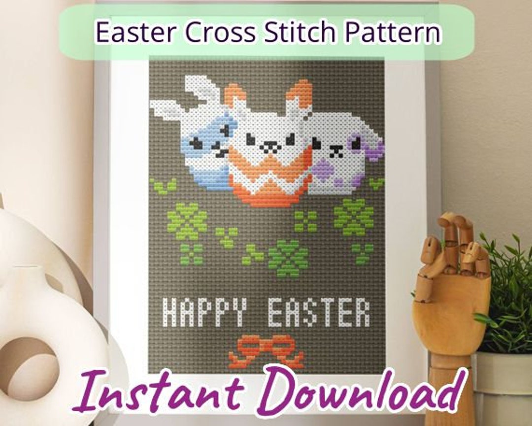 Easter Cross Stitch Pattern, Easter Bunny Embroidery, DIY Project ...