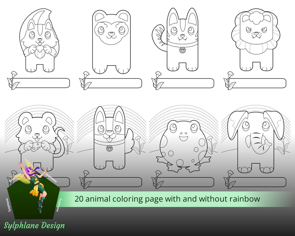 Printable Cute Animal Coloring Page, Kids Activity Sheet, Coloring Book ...