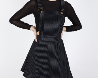 overall skirt dress black