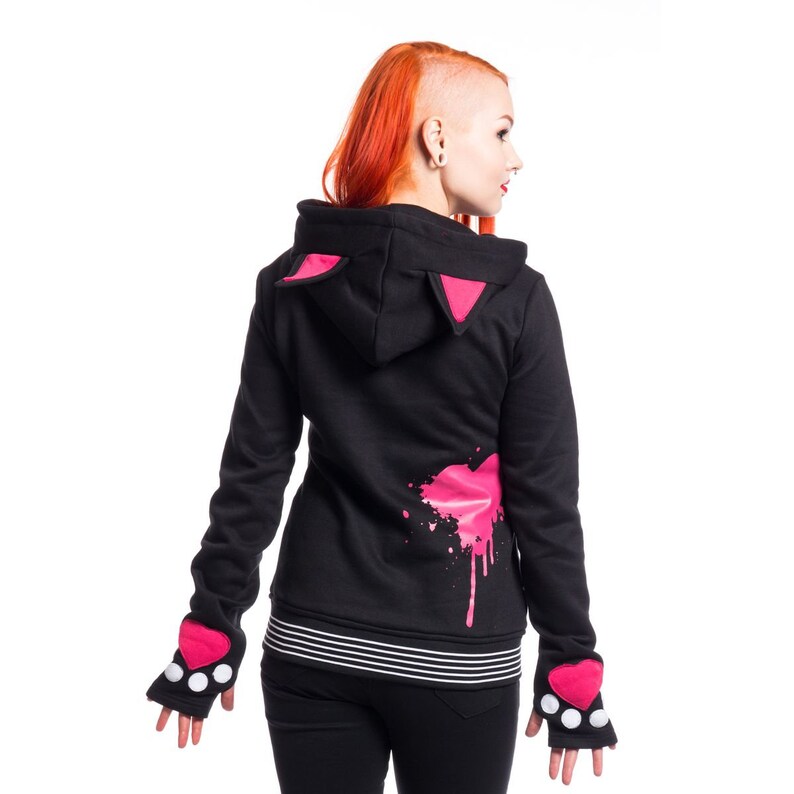 Black Pink Green Emo Gothic Punk Rock Alt Hoodie Hooded Jacket Etsy