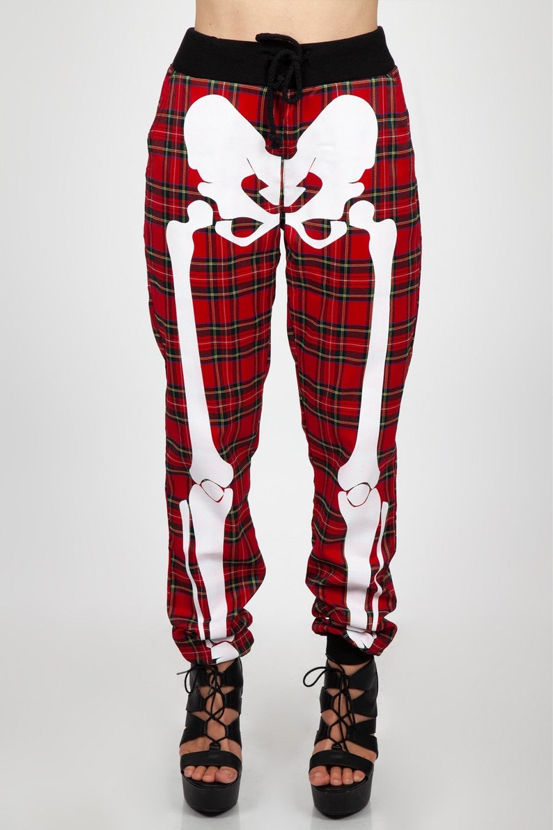 red tartan joggers