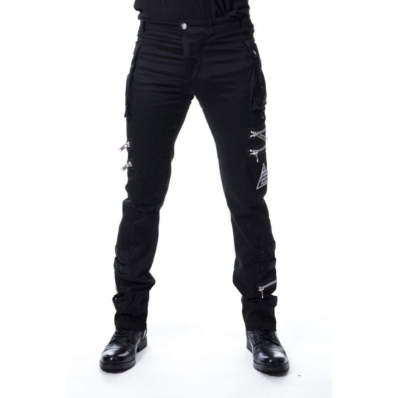 Mens Black Gothic Punk Rock Metal Emo Grunge Slim Jeans White | Etsy