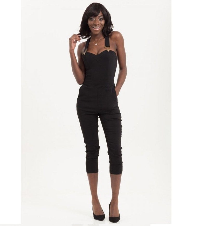 FITTED CAPRI OVERALLS Retro Green Black Dungaree Jumpsuit 40s Etsy