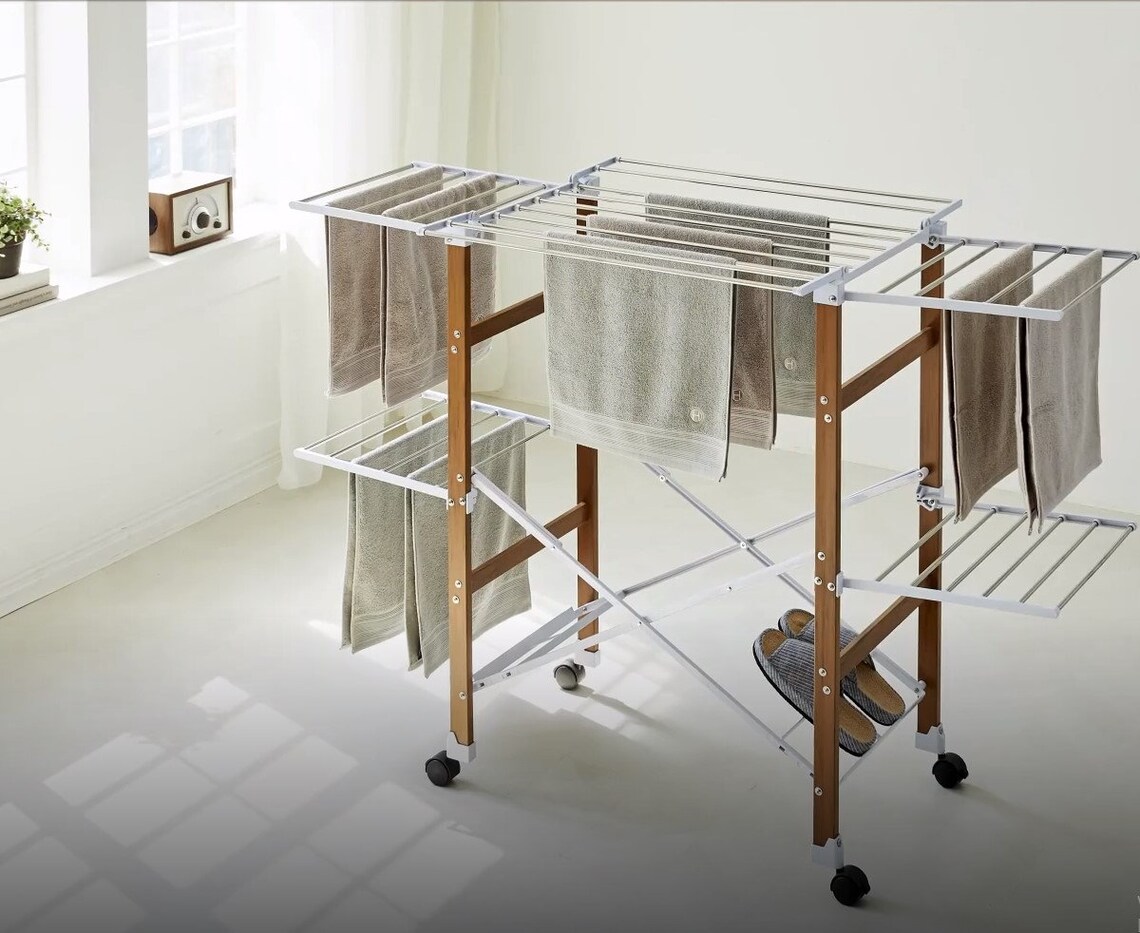 Wheel Type Folding Laundry Rack Can Dry up to 40 Pieces. Etsy