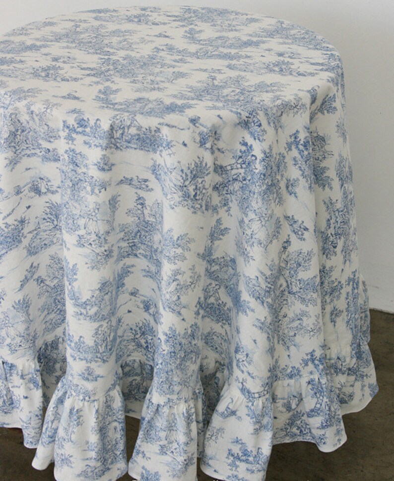 Tablecloth French style frill round toile Etsy
