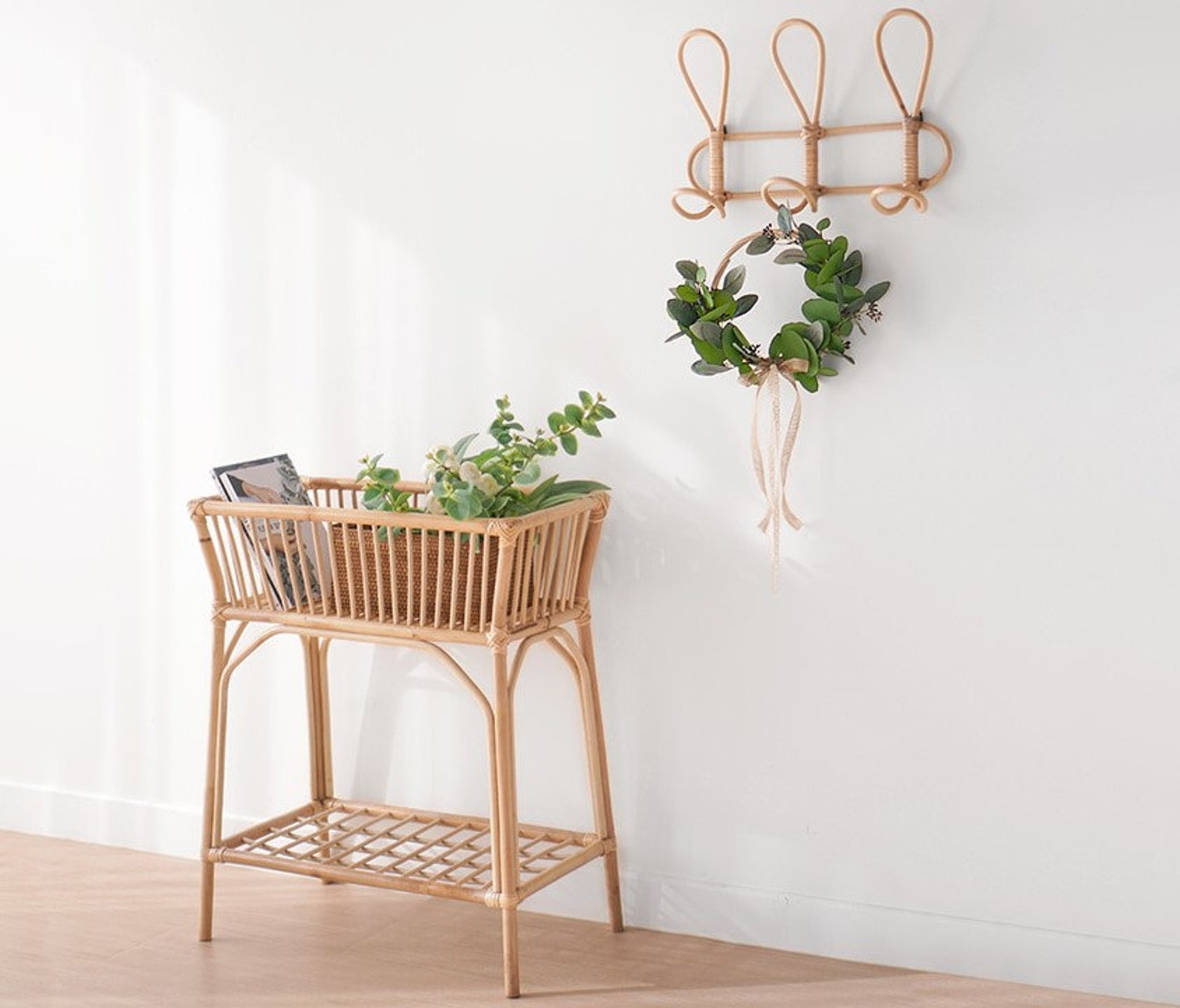 Rattan Interior plant stands for indoor plants Etsy