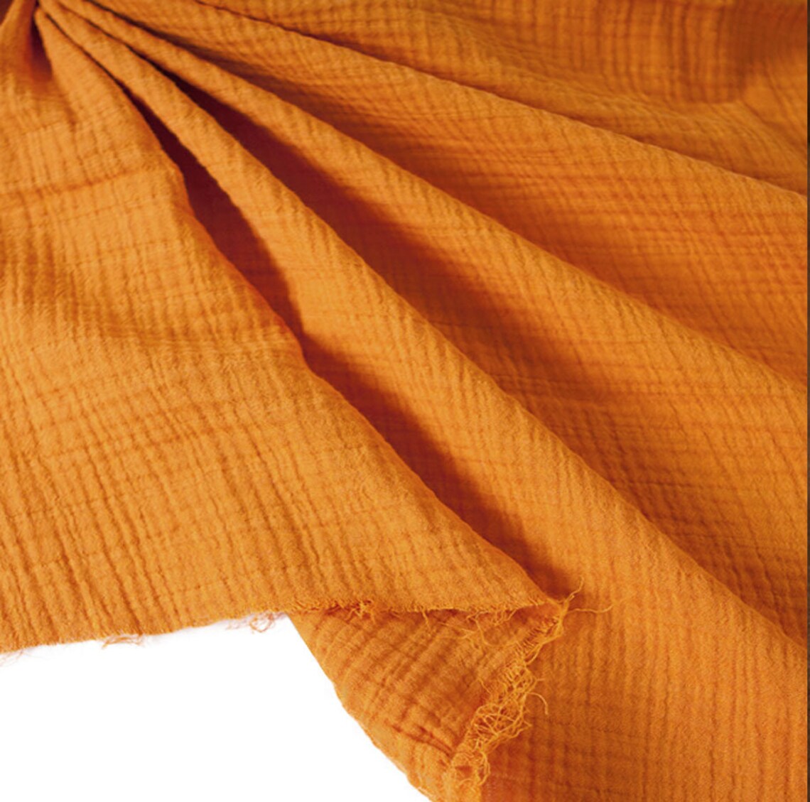 Fabric Orange Natural Crinkle Double Gauze Fabric 59 Etsy