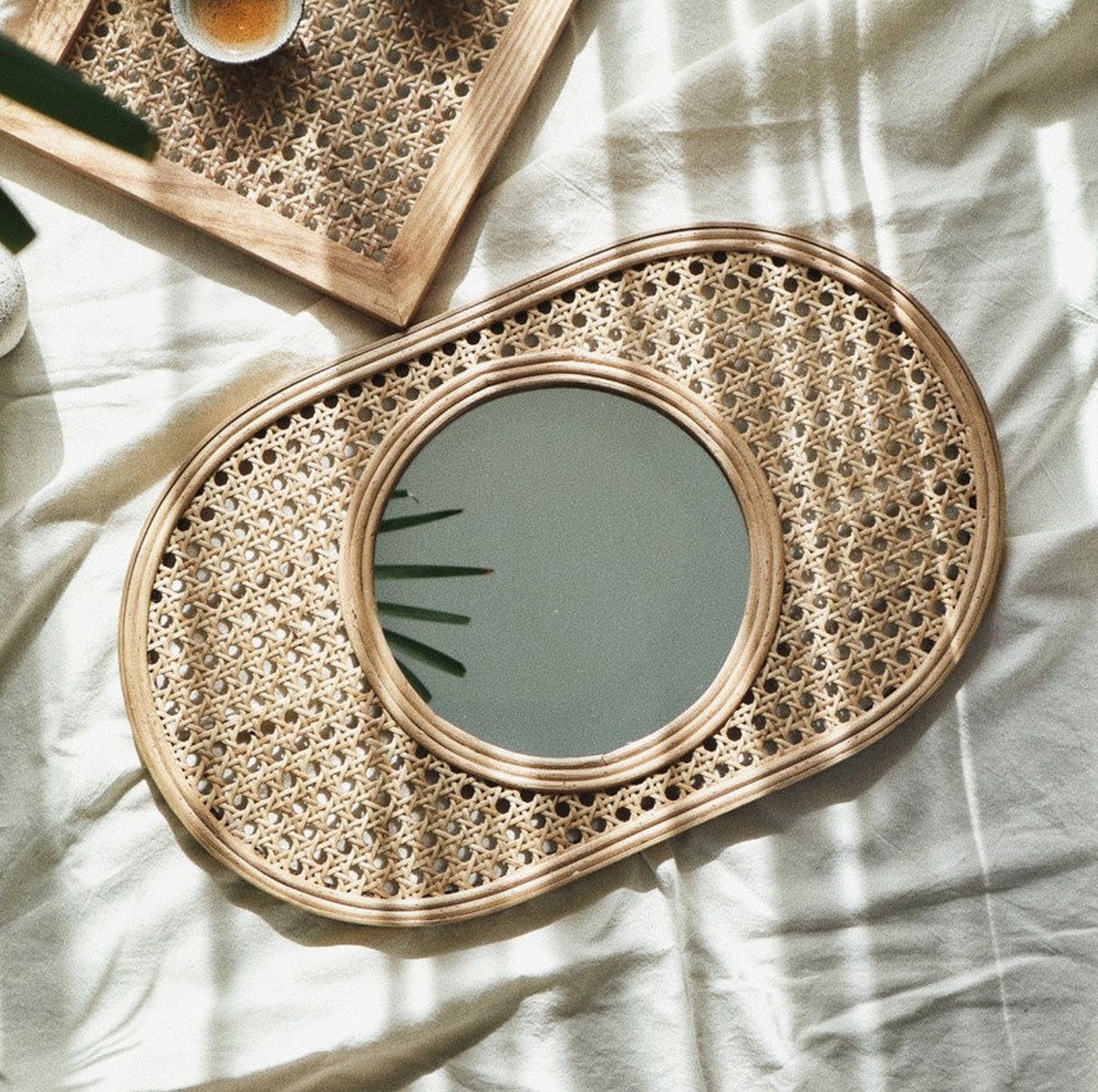 Handmade Cane Rattan Wall Mirror Dressing Table Entrance Etsy