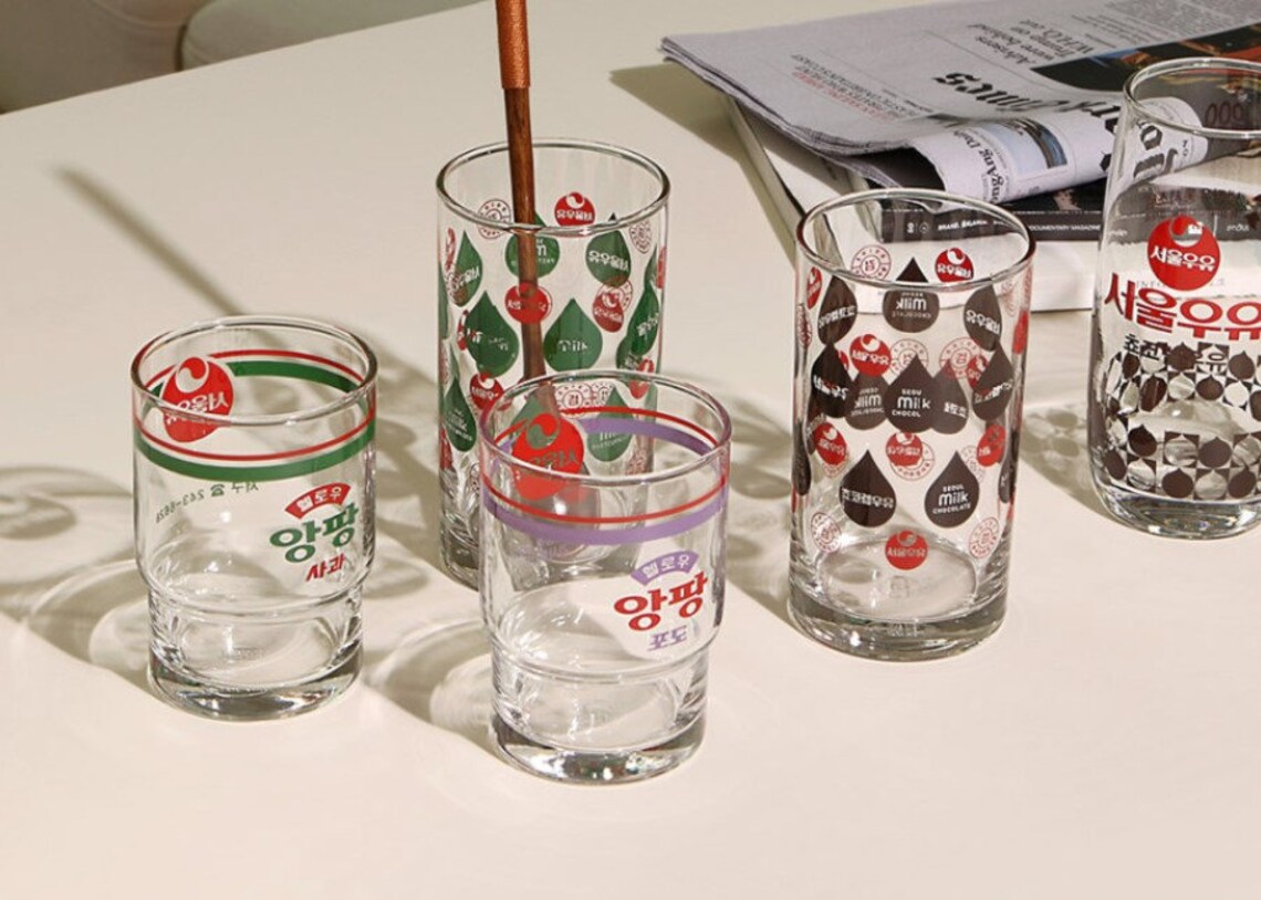 Glass New Retro Korea Seoul Milk Cup 245ml 2color Etsy