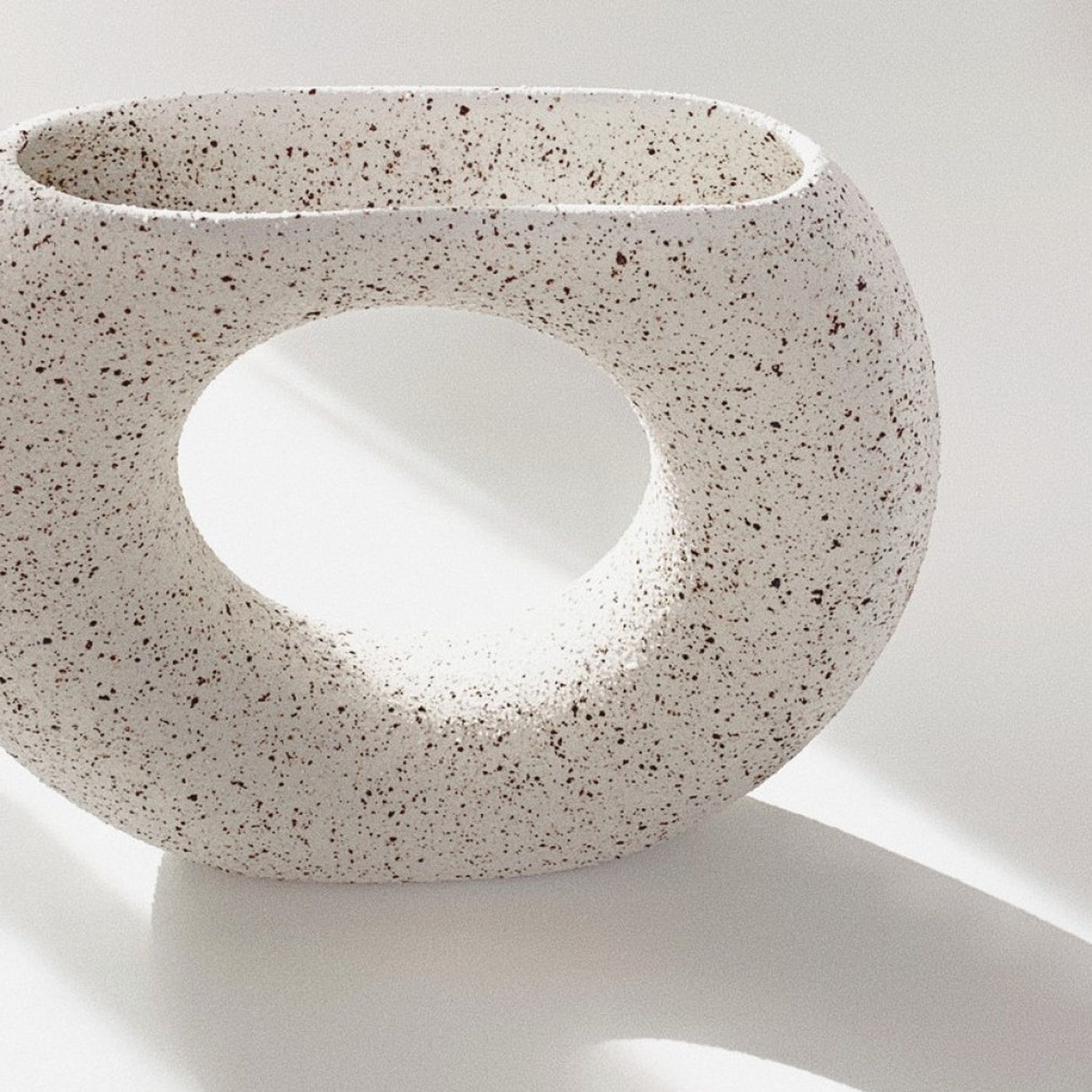 White Ceramic Vase Donut Shape Designmodern Vase Family Etsy