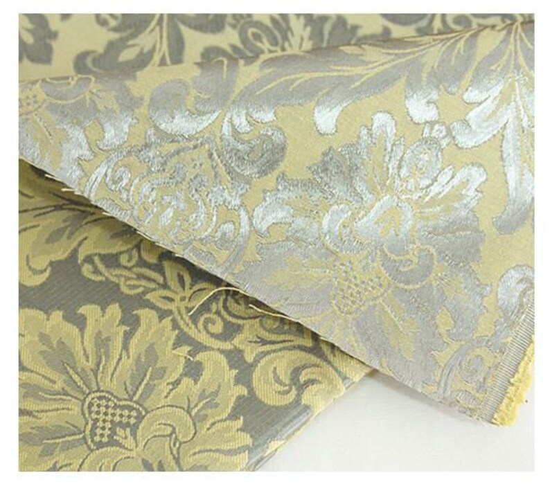 Fabric Overlapped Oriental Flowers Khaki Green Cotton Jacquard Fabric 59 Wide by Yard 18421