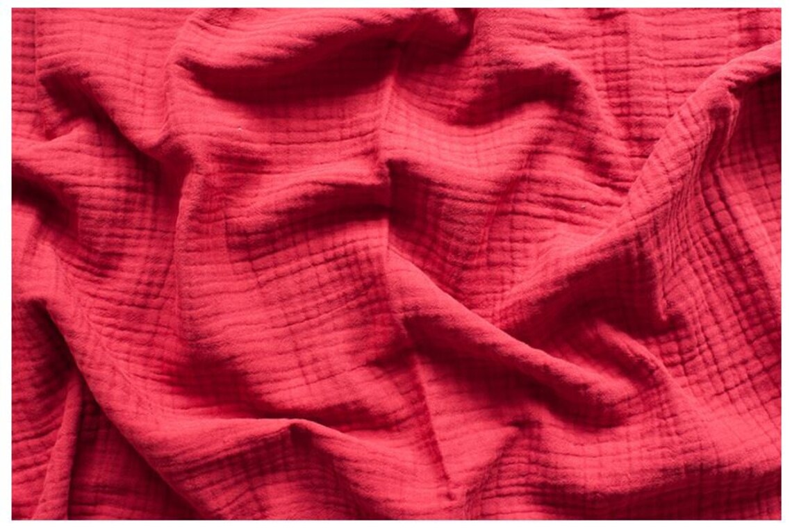 Fabric Red Crinkle Triple Gauze Fabric 59 Wide by Yard Etsy