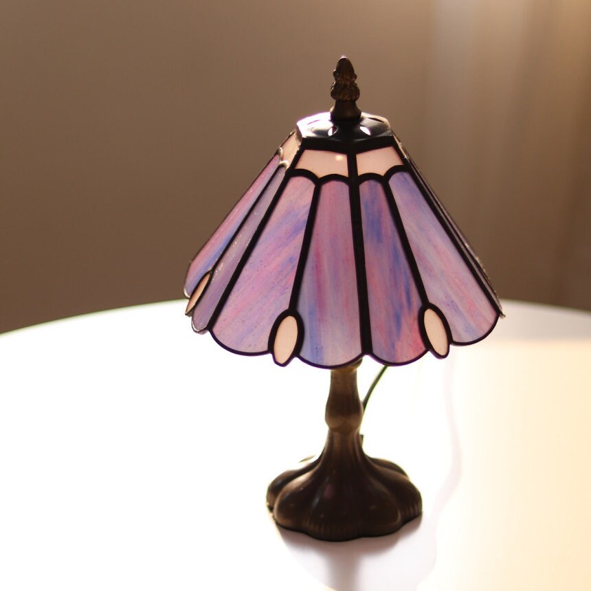 Stained Glass Purple Lamp Stained Glass Stand Antique Lamp Etsy