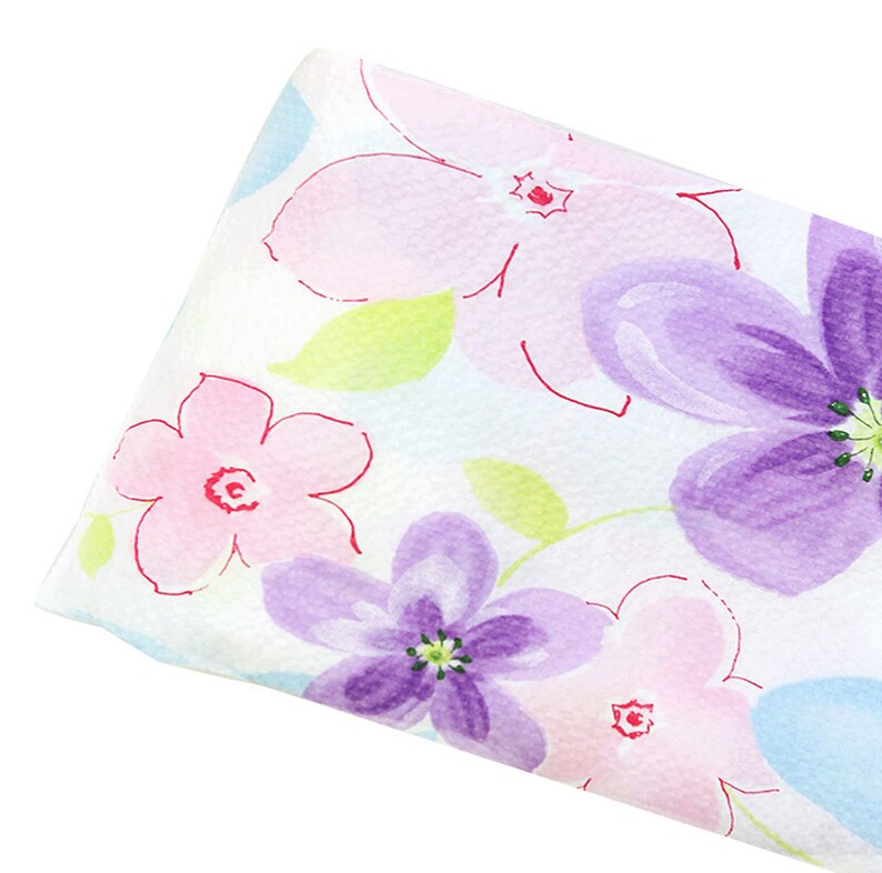Watercolor Purple Floral Cotton Ripple Fabric 47.2 Wide by Yard 40275 Fabric