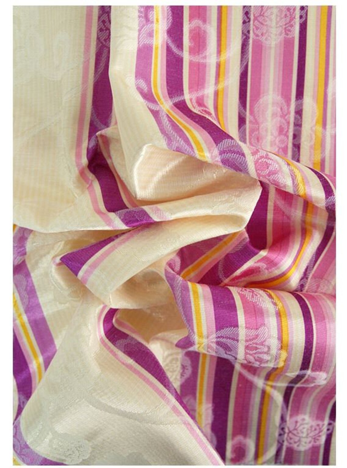 Fabric Violet Striped Jacquard with Flower Pattern Fabric Etsy