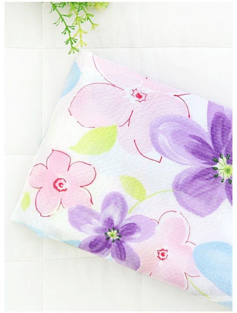 Watercolor Purple Floral Cotton Ripple Fabric 47.2 Wide by Yard 40275 Fabric