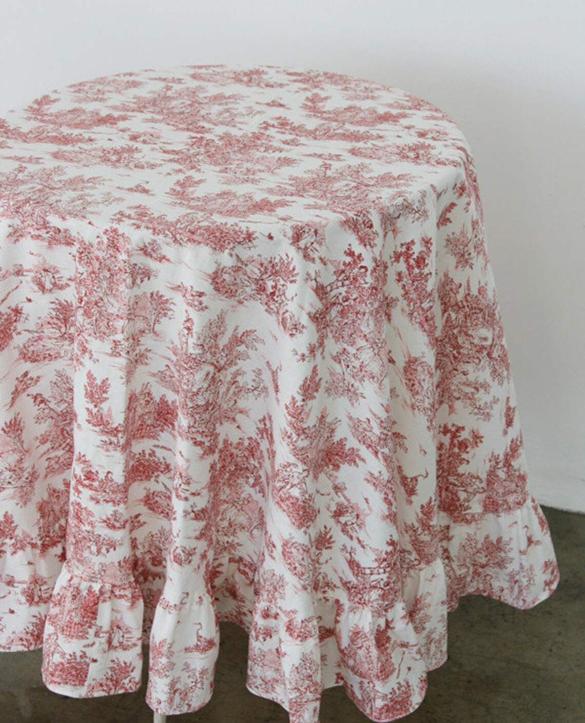 Tablecloth French Style Frill Round Toile Tablecloth/outdoor Etsy