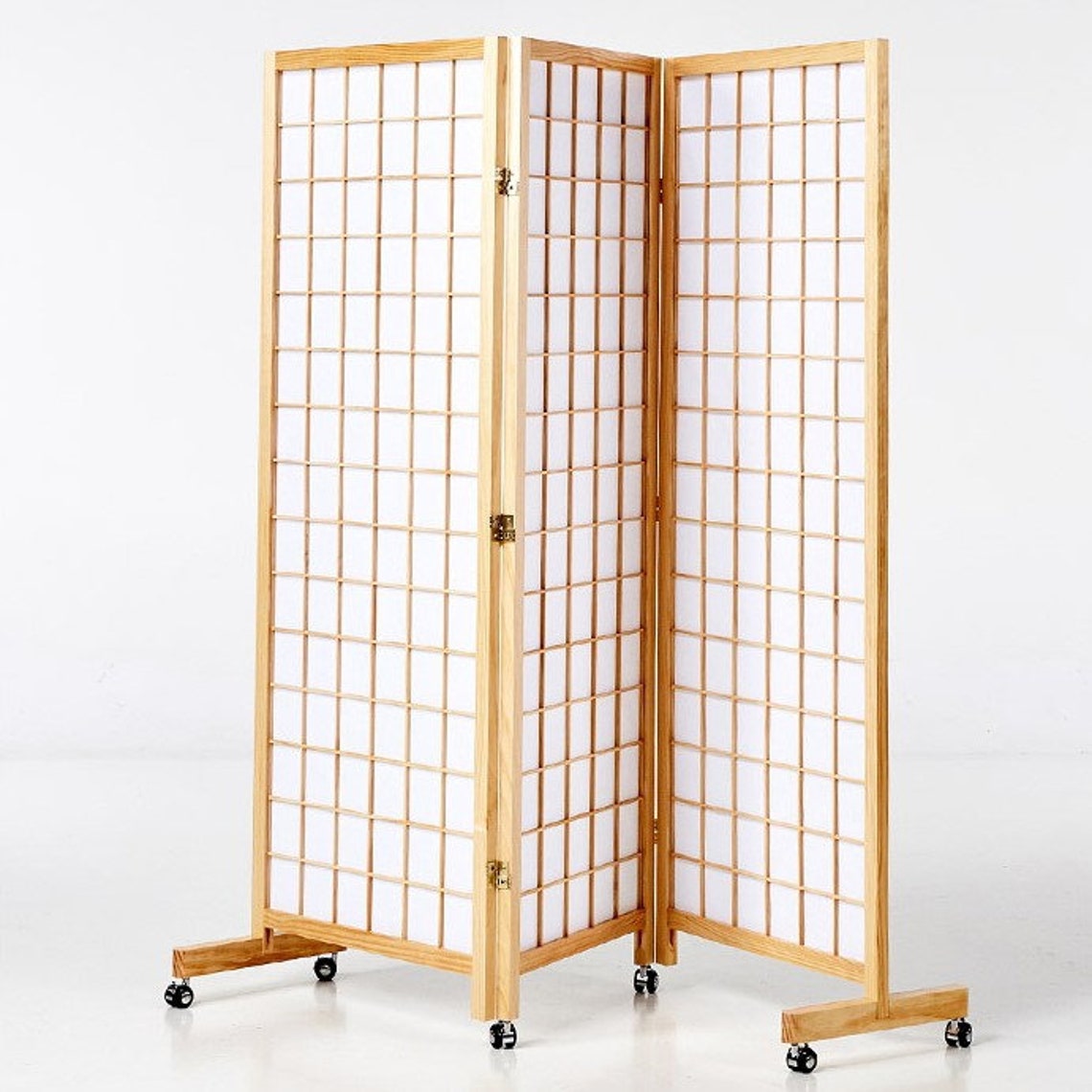 Korean folding screen Traditional Wheeled partition 3Tier Etsy