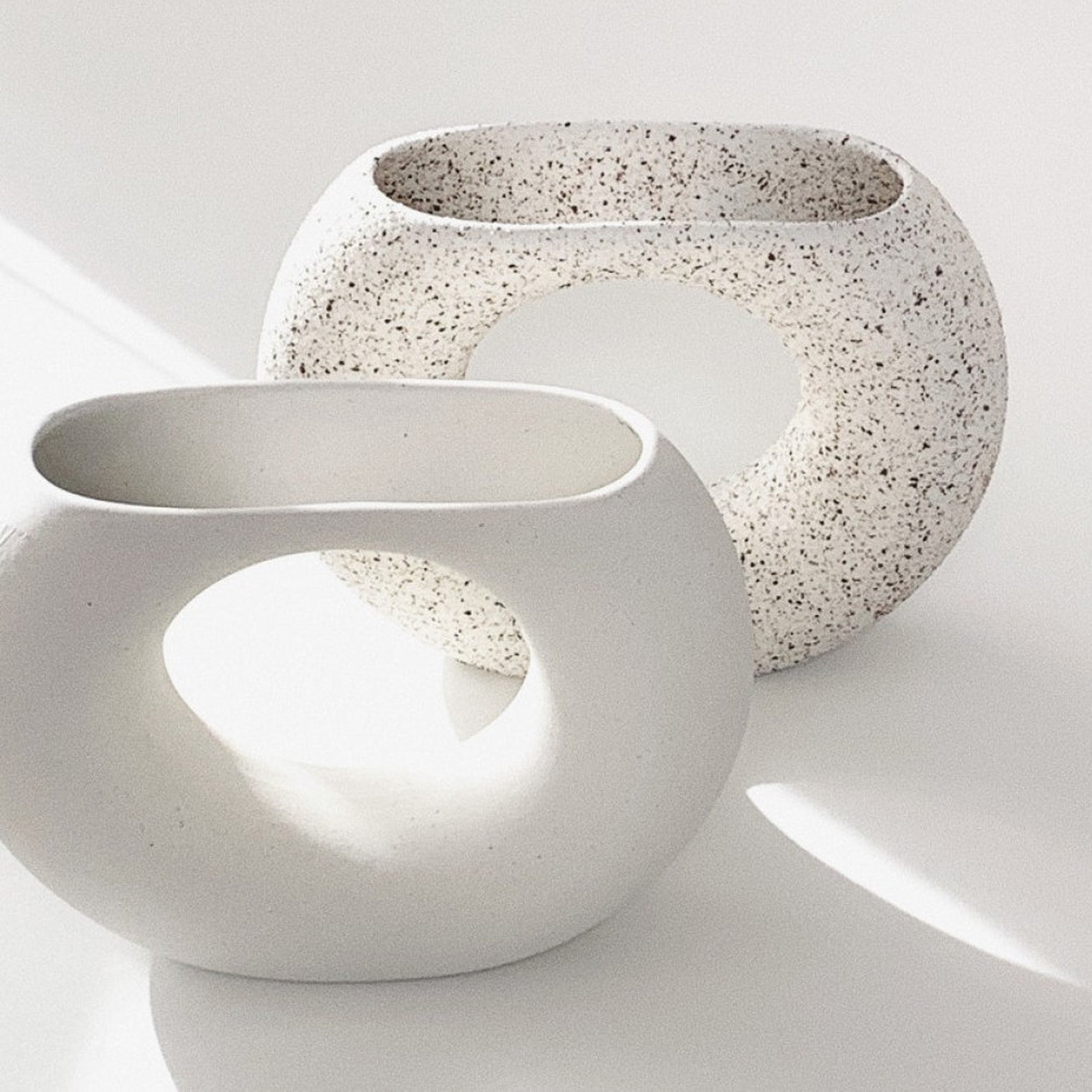 White Ceramic Vase Donut Shape Designmodern Vase Family Etsy