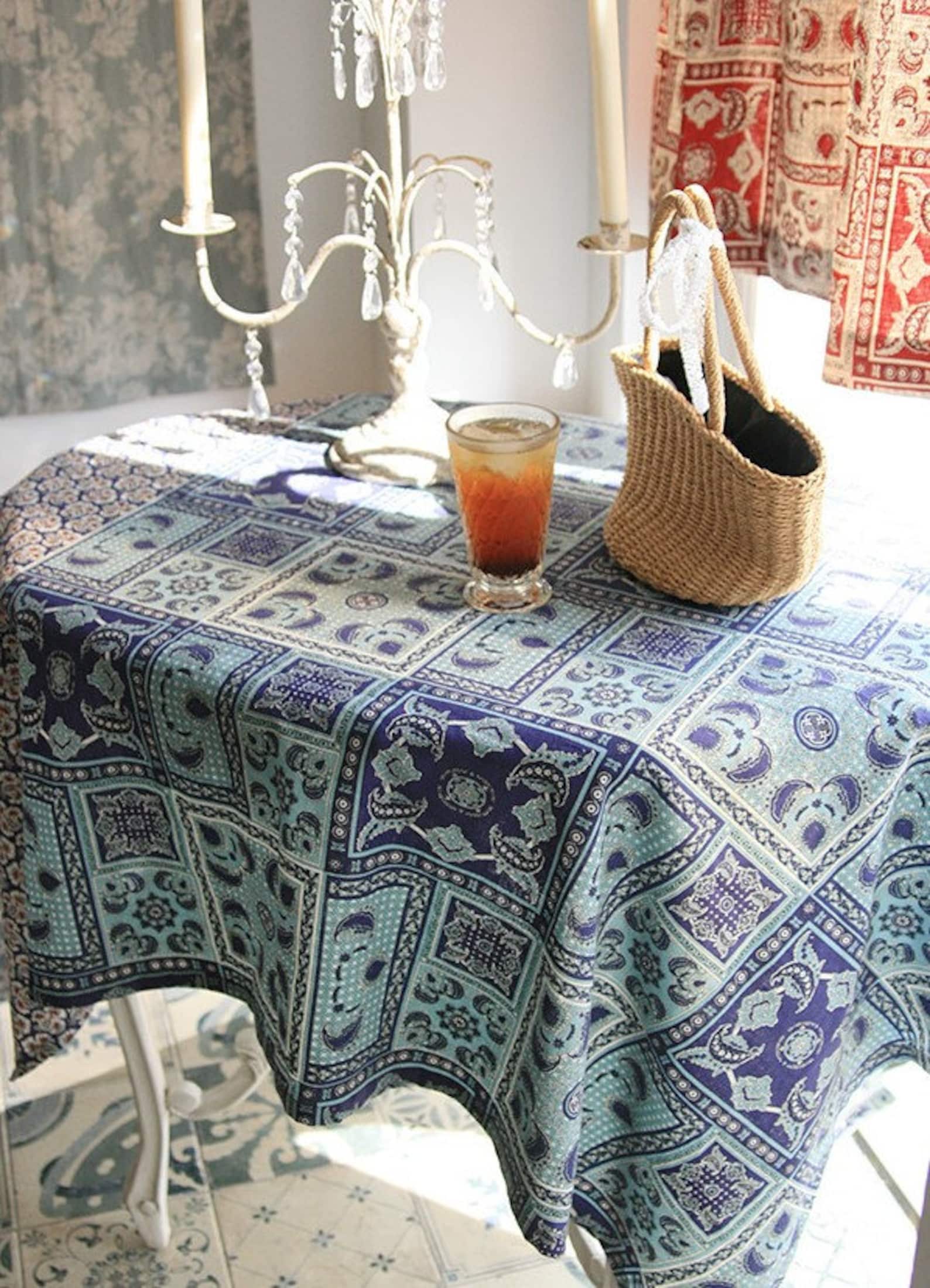 Tablecloth Ethnic pattern tablecloth_Blue for 246 people Etsy