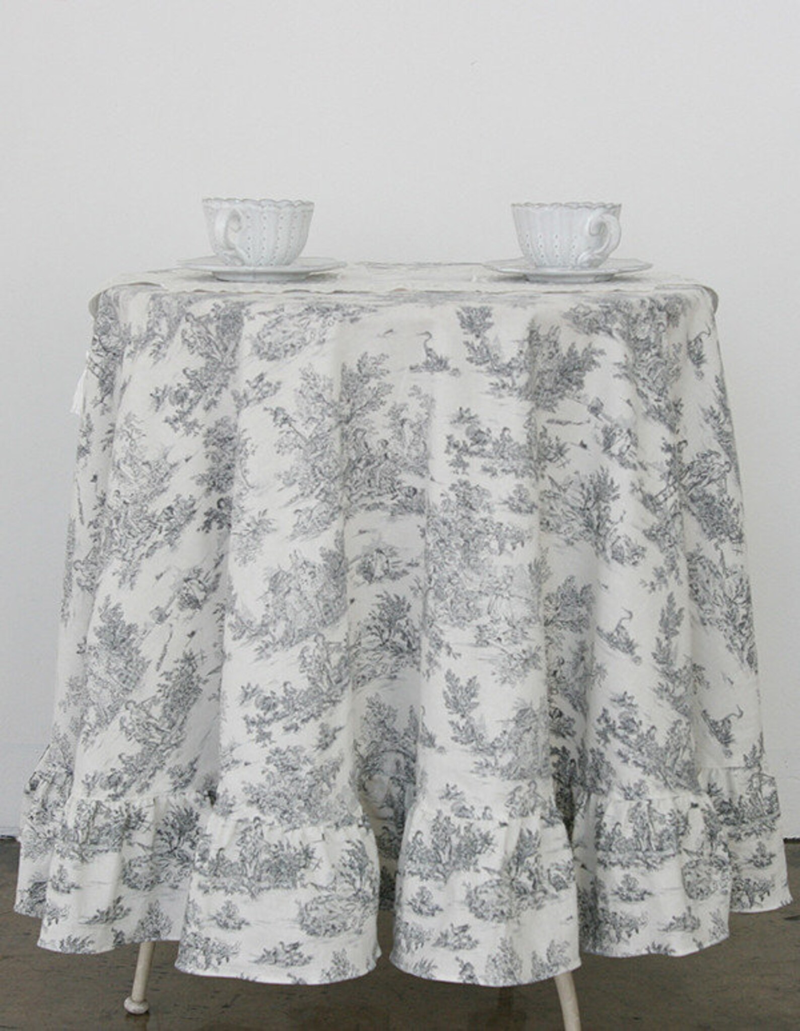 Tablecloth French style frill round toile tablecloth/outdoor Etsy