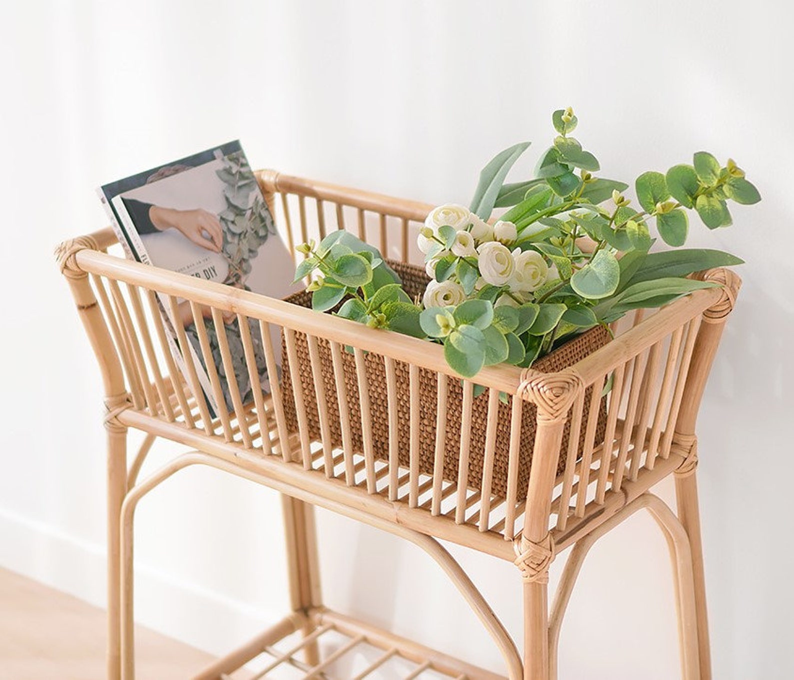 Rattan Interior plant stands for indoor plants Etsy