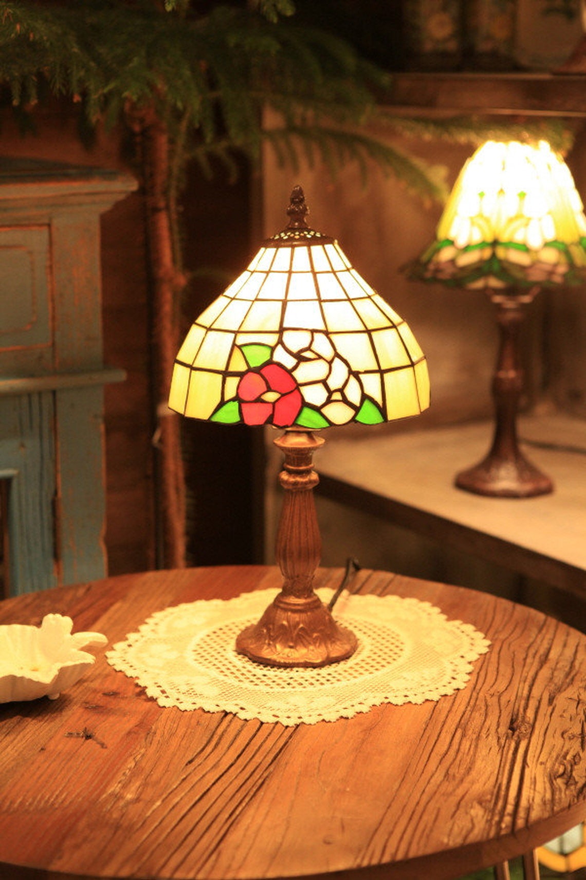 Stained Glass'Flowers Bloom' Stand Lamp 13 Etsy