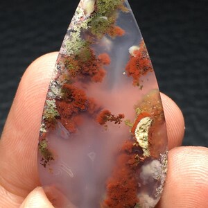 Scenic Moss Agate Cabochon 46x22x5 mm
