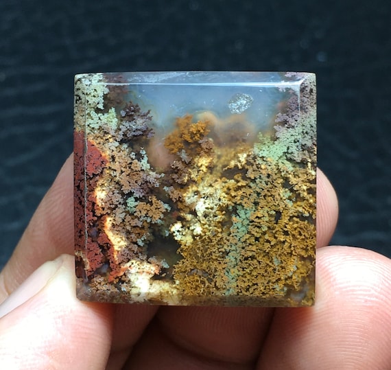 鑑賞石　25キロ Landscape Moss Agate Cabochon 25x24x5 Mm - Etsy