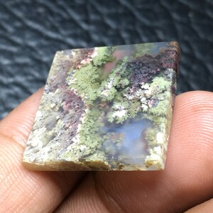 Moss Agate Cabochon 23x22x4 mm image 9