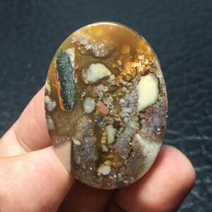 Konglomerat Achat Jaspis Cabochon 39x28x7 mm