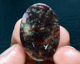 Scenic Moss Agate Cabochon (28 x 19 x 5) mm