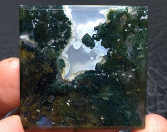 Green Moss Agate Cabochon 41x41x5 mm