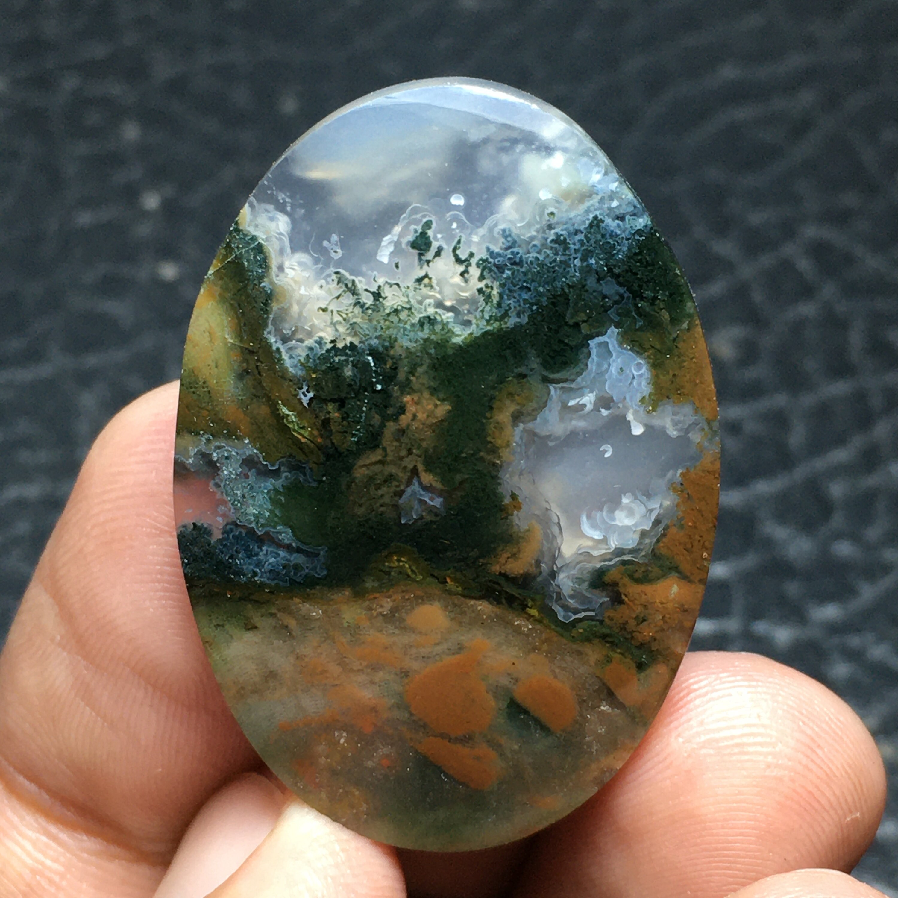Mossy Jasper Agate Oval Shaped 38x26x6 Mm - Etsy