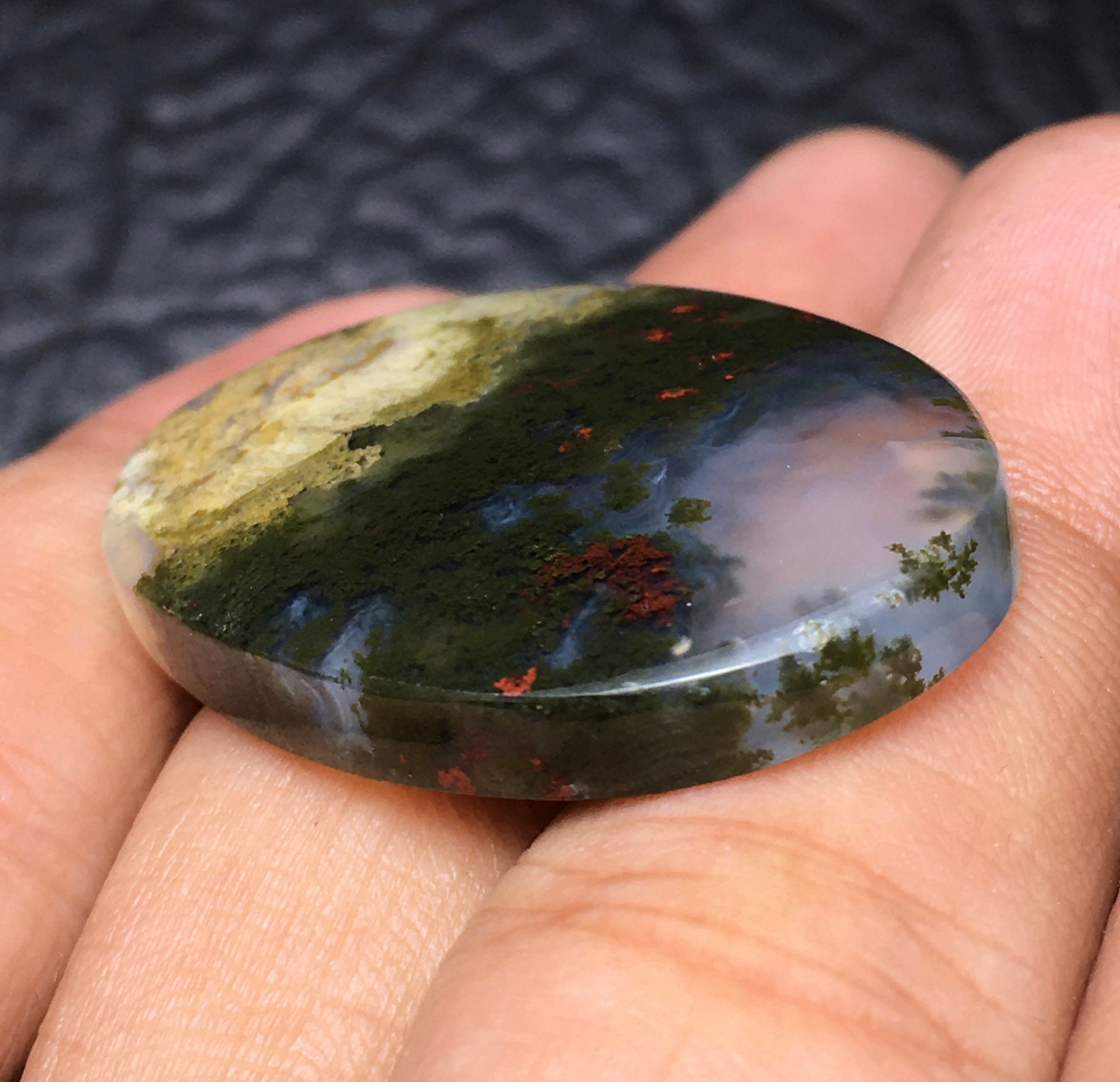 Moss Agate Cabochon 36 x 25 x 5 mm | Etsy