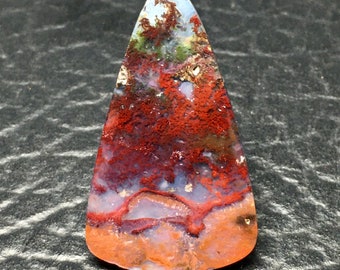 Scenic Red Moss Agate Cabochon (37 x 22 x 4) mm