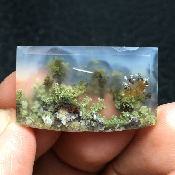 Scenic Moss Agate Cabochon 28x17x5 mm