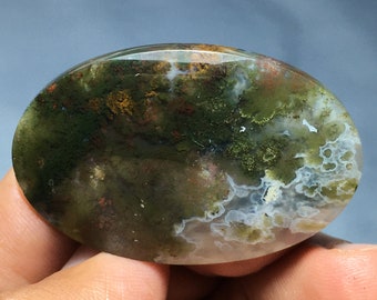 Scenic Moss Agate Cabochon 40x27x6 mm