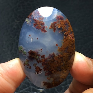 Bicolor Moss Agate Cabochon 44x30x7 mm