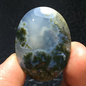 Scenic Moss Agate Cabochon 34x25x7 mm