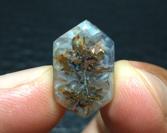 Natural Copper Agate In Chalcedony Cabochon 17x10x4 mm