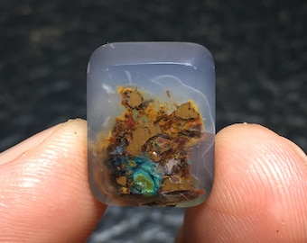 Chrysocolla With Copper in Chalcedony Cabochon 17x13x5 mm