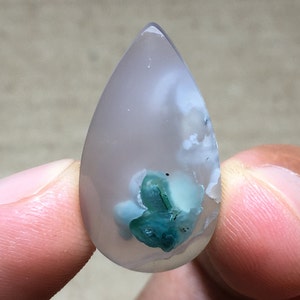 Chrysocolla In Chalcedony Cabochon (26x14x6) mm