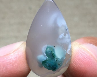 Chrysocolla In Chalcedony Cabochon (26x14x6) mm