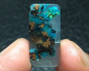 Chrysocolla With Copper in Chalcedony Cabochon 22x11x4 mm